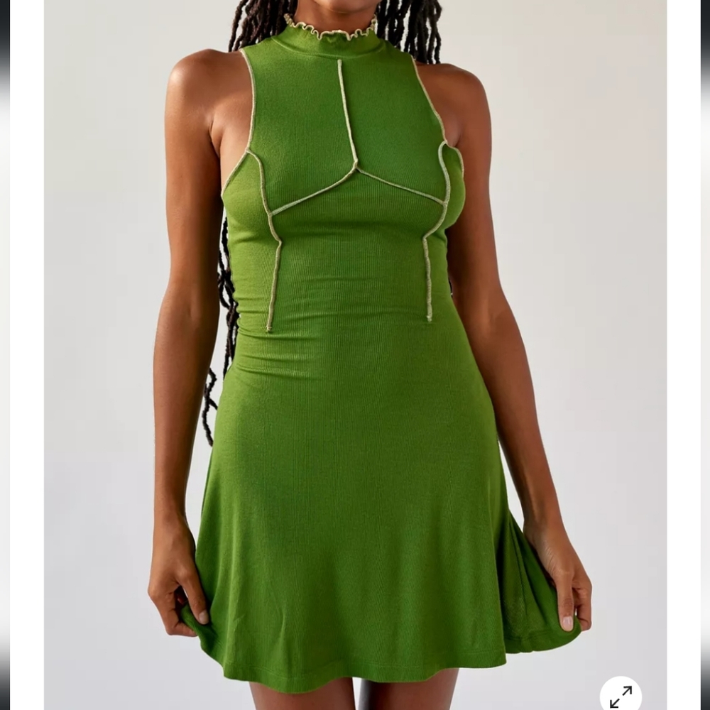 Green Ribbed Dress